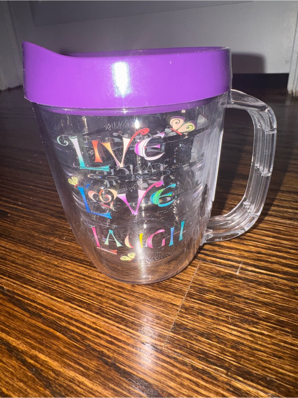 Tritan Clear Acrylic Travel Mug with Bright Purple Lid
